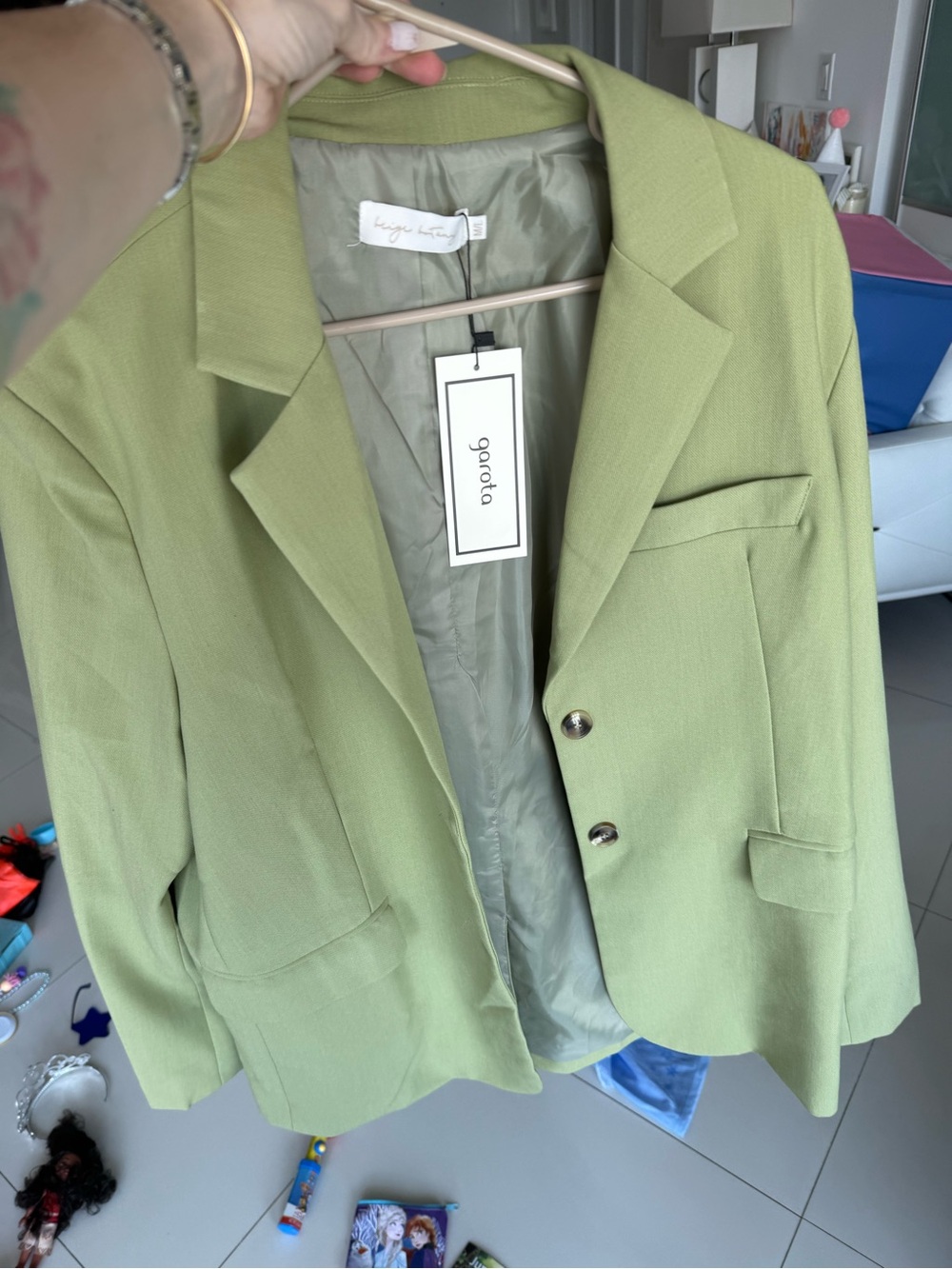 Women's Sage Green Tailored Blazer Jacket